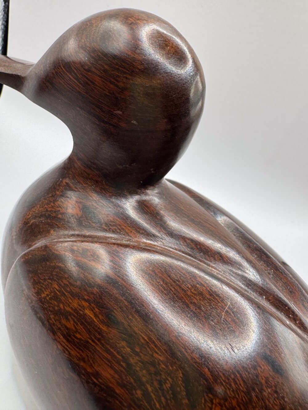 Vintage Hand Carved Ironwood Duck Sculpture Heavy Bird Figurine Decor - Picture 2 of 9